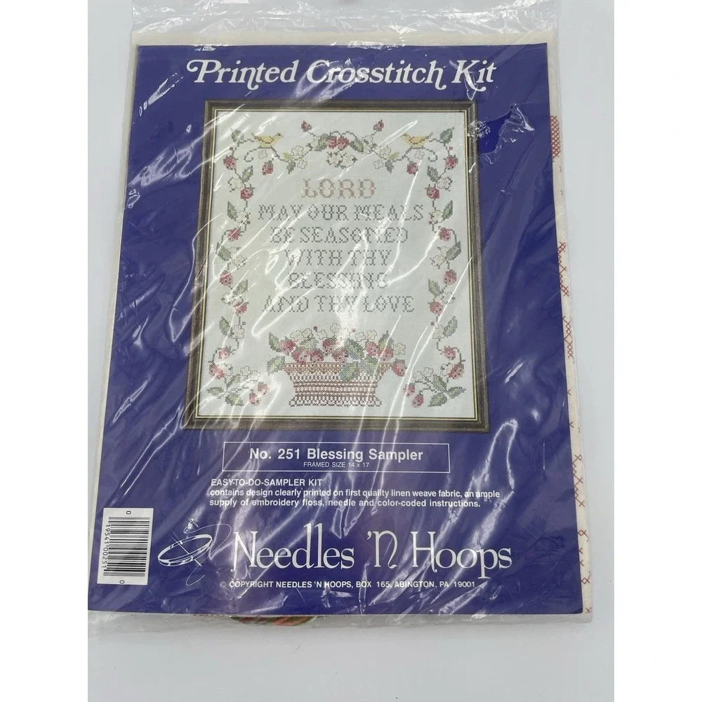 New Needles 'n Hoops # 251 Blessing Sampler Kit In Sealed Package NIP Crosstitch